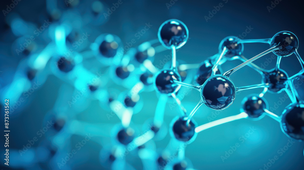 Close up view of glowing molecular structures with particles and bond lines. Close up view of glowing molecular structures with particles and bond lines.