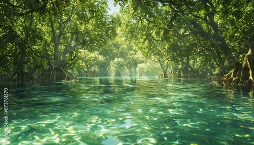 Mangrove forest with clear tidal waters serene summer exploration nature travel