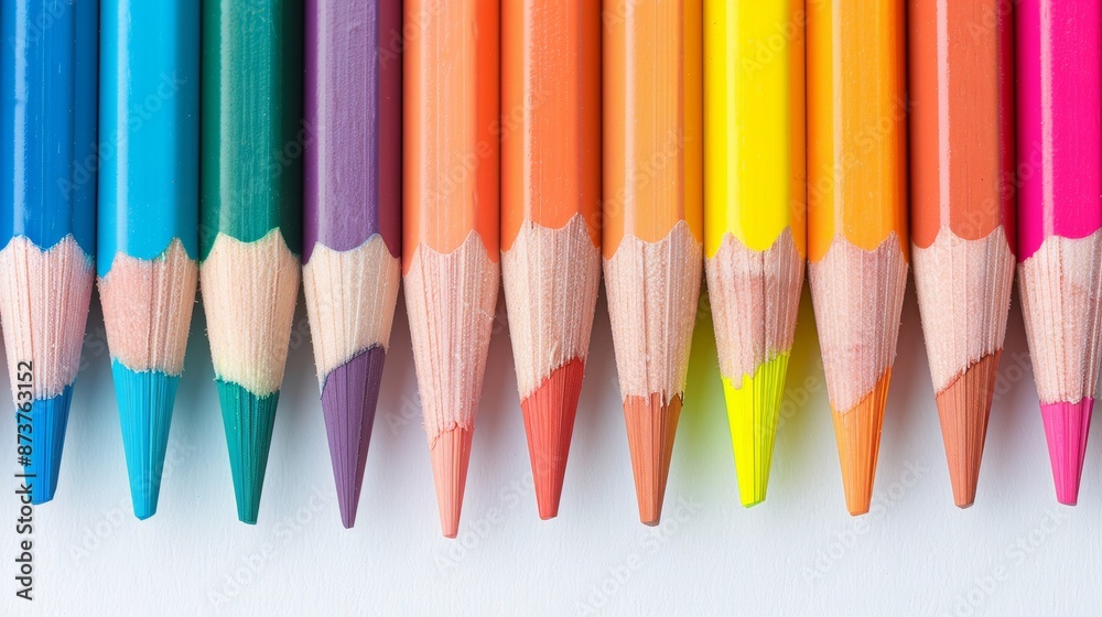 A vibrant array of colored pencils arranged in a circle, tips facing inward, ready for drawing and sketching, capturing the essence of creativity A vibrant array of colored pencils arranged in a circle, tips facing inward, ready for drawing and sketching, capturing the essence of creativity