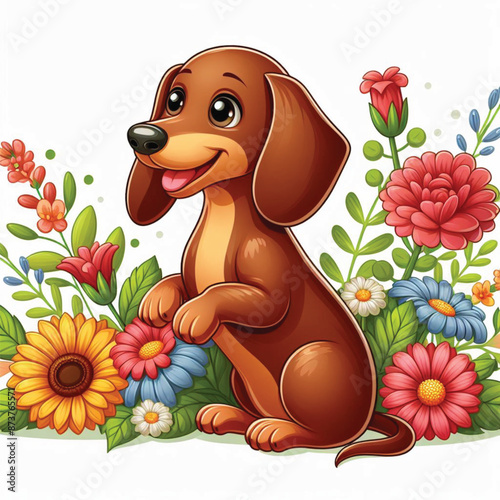 Cute Dachshund Vector Cartoon illustration