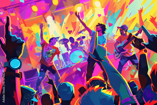 rock punk band illustration dance party background silhouette wallpaper