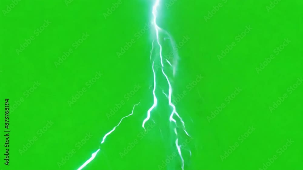 lightning in the sky,Extreme lightning bolt, on green screen.