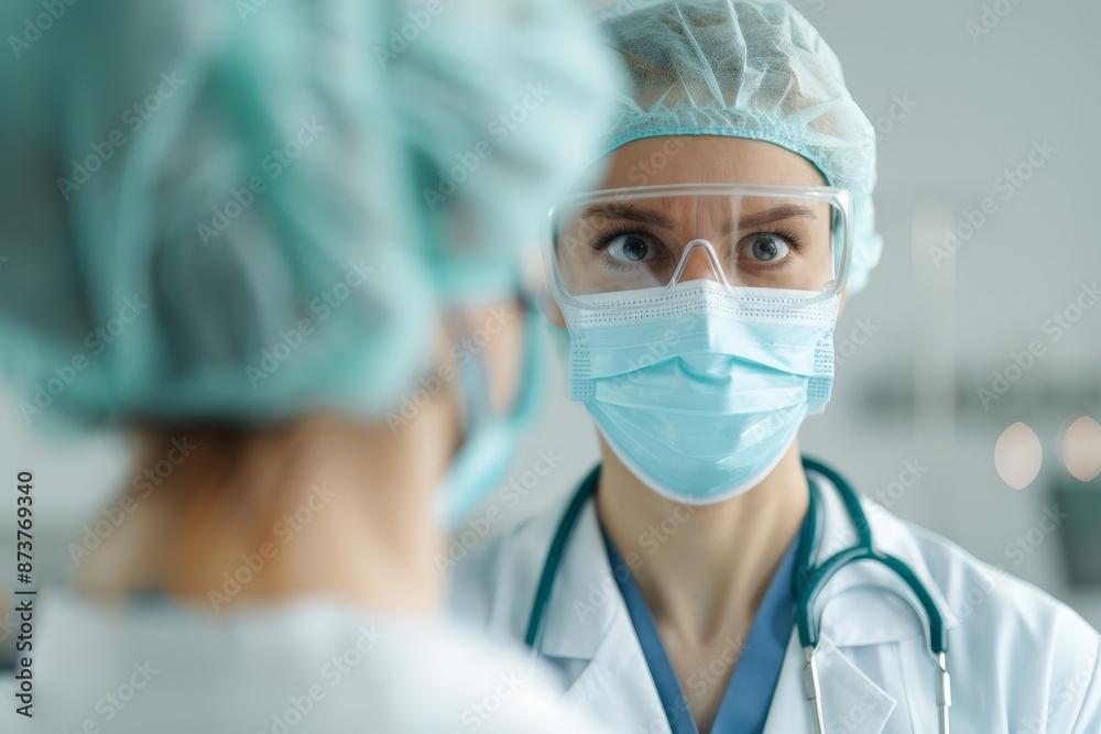 Compassionate Doctor Examining Sick Patient in Sterile Medical Setting with Focus on Focused Expression and Concerned Look Compassionate Doctor Examining Sick Patient in Sterile Medical Setting with Focus on Focused Expression and Concerned Look