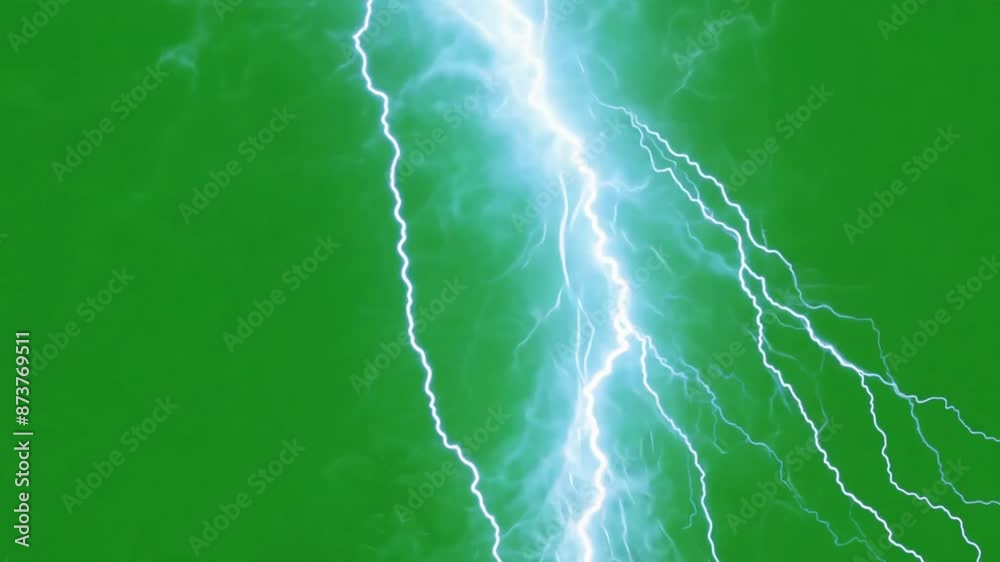 lightning in the sky,Extreme lightning bolt, on green screen.