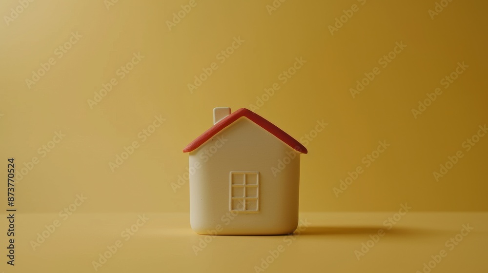 Miniature house on yellow background. Real estate concept