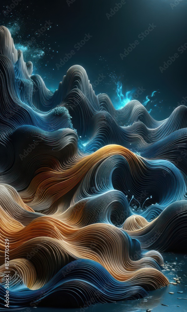 Obraz premium Abstract Wavy Landscape.