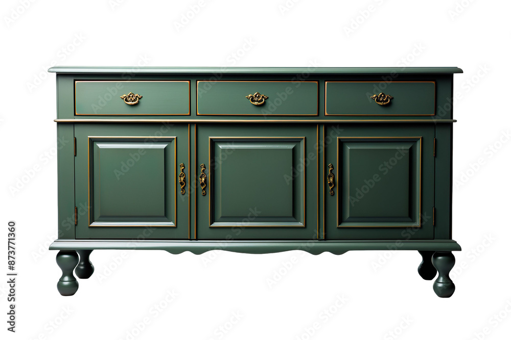 Elegant Green Credenza Sideboard isolated on transparent background Elegant Green Credenza Sideboard isolated on transparent background