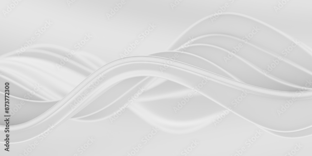 Fototapeta premium Flowing milk liquid. White smooth waves. Cream background
