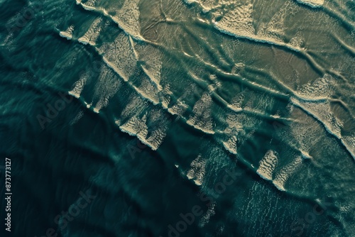 Aerial view of ocean waves creating intricate patterns on the surface, Generative AI  photo