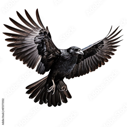 flying crow isolated on transparent background