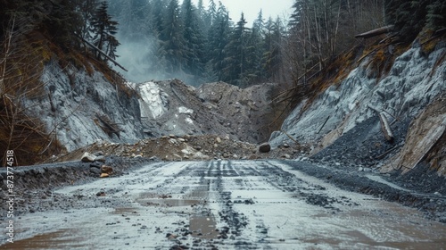 A powerful image of a landslide with the caption Dont Be Caught in the Path Know How to Stay Safe During a Landslide..