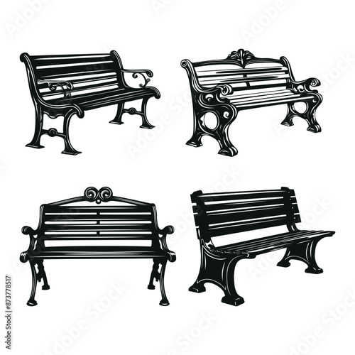 Bench Clipart Black Color Vector