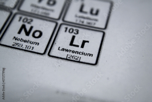 periodic table of element lawrencium 