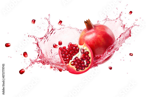 pomegranate and water splash isolated on transparent background Remove png, Clipping Path, pen tool