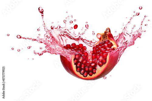 pomegranate and water splash isolated on transparent background Remove png, Clipping Path, pen tool