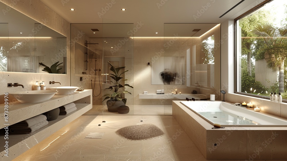 Modern Bathroom Interior Design with Luxury Bathtub Modern Bathroom Interior Design with Luxury Bathtub