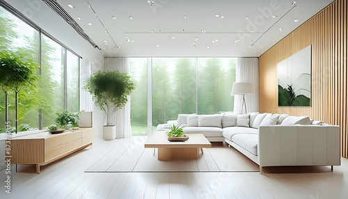 modern living room featuring a white L-shaped couch, green coffee table, and black television. bright and airy living room with comfortable furniture in a modern style.