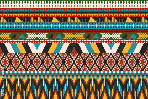 Geometric ethnic pattern, seamless pattern of the Navajo tribe. Native American. Seamless vector pattern, seamless Mexican rug, woven carpet. Folk embroidery, Bohemian, Aztec style.	