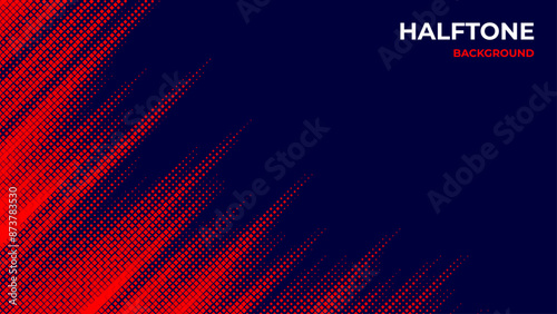 Abstract halftone background with red and navy color