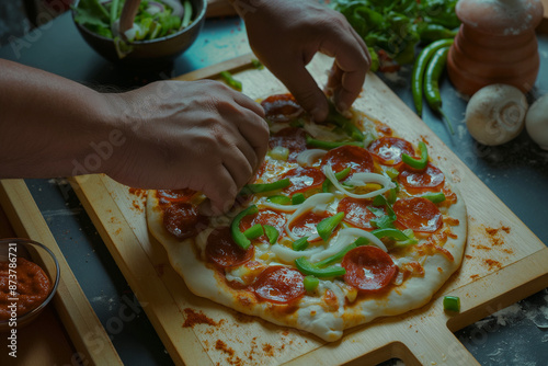 A classic pepperoni pizza, ...