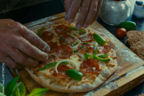A classic pepperoni pizza, ...