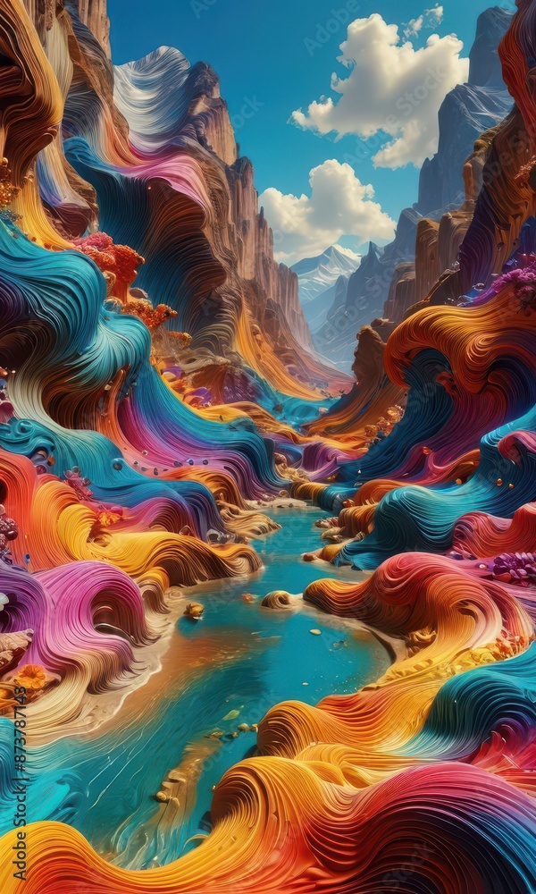Abstract Colorful Canyon Landscape. Abstract Colorful Canyon Landscape.