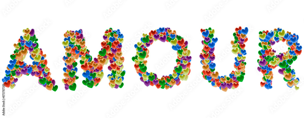Amour word heart shaped particle text on transparent background Amour word heart shaped particle text on transparent background