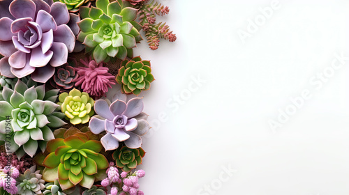 Arrangement of various colored succulents in the house on a white background V2