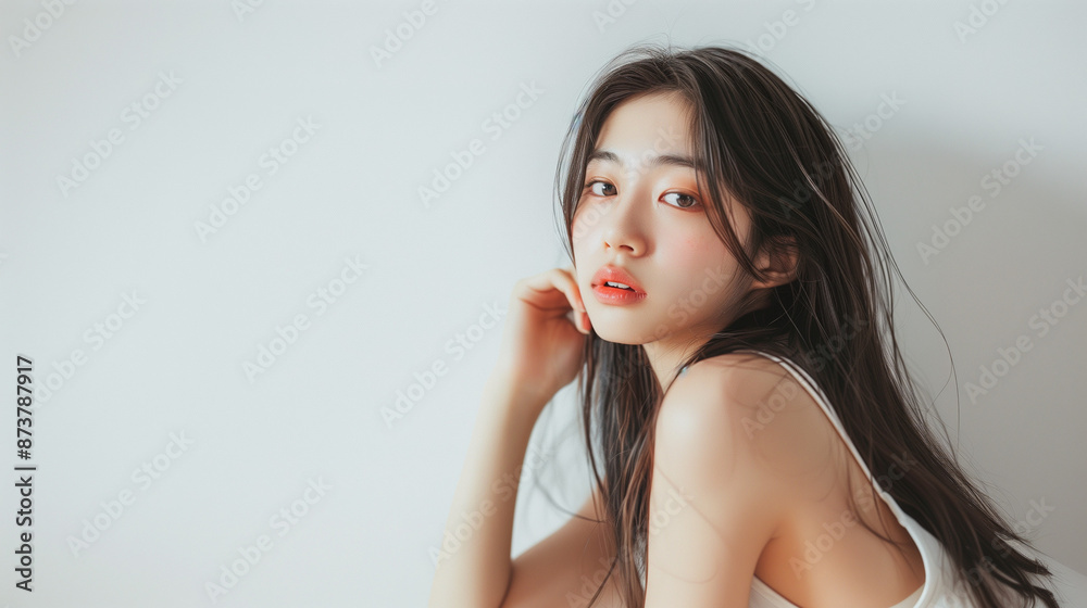 美容広告風のアジア人女性スタジオポートレート 美容広告風のアジア人女性スタジオポートレート