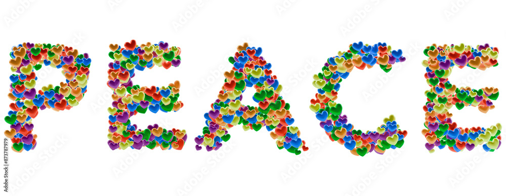 Peace word heart shaped particle text on transparent background Peace word heart shaped particle text on transparent background