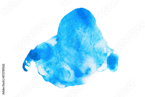 Obraz na płótnie abstract watercolor foam bubble blue wave hand drawn. tranquil paint stroke, isolated white background w salonie