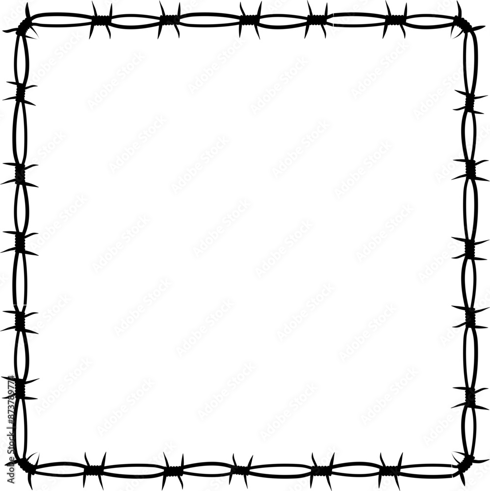 Barbed wire twisted ring y2k, round border tattoo, gothic textured steel frame, spiky oval barrier, silhouette isolated on white background. Barbed wire twisted ring y2k, round border tattoo, gothic textured steel frame, spiky oval barrier, silhouette isolated on white background.