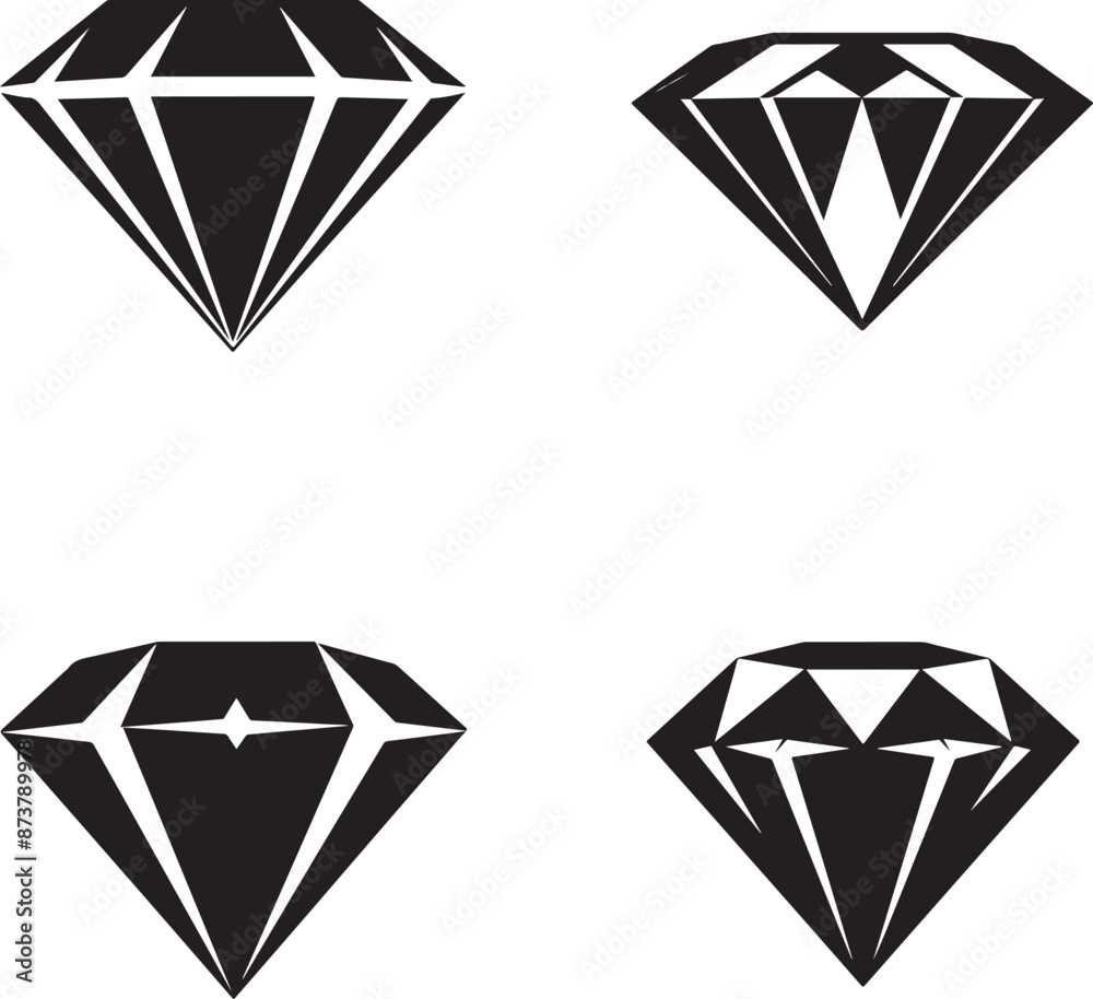 diamond illustration, diamond icon set