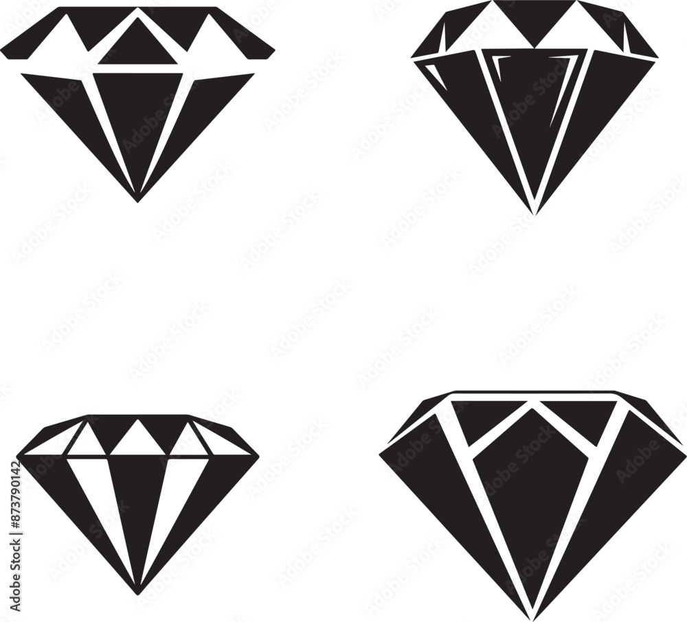 diamond illustration, diamond icon set