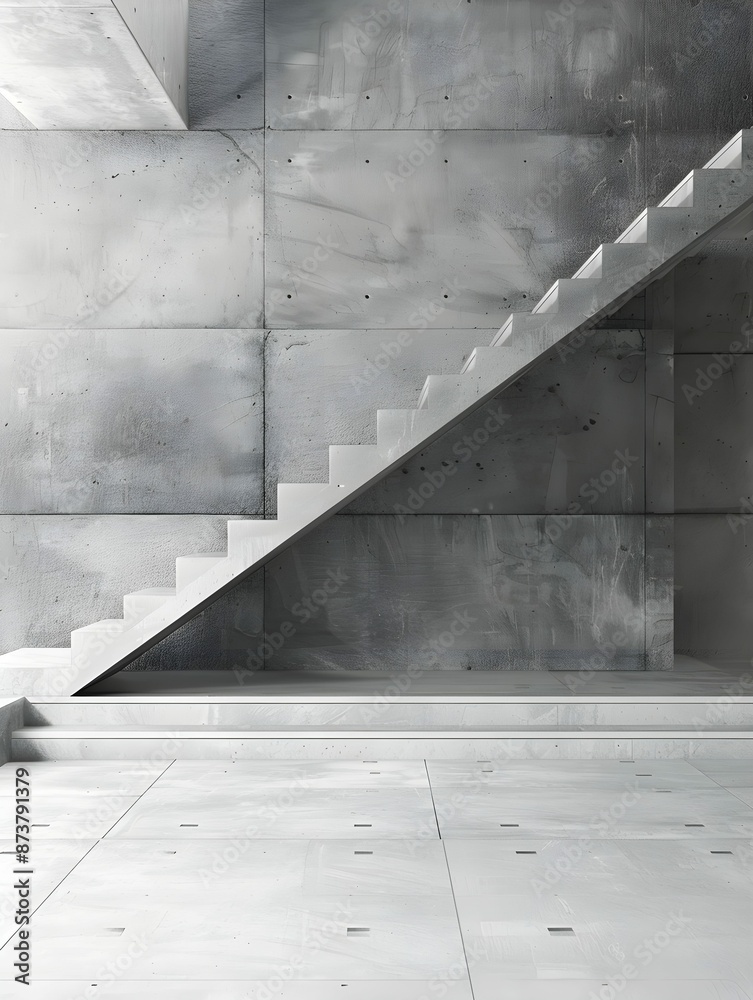 Empty living room interior with concrete walls and stairs, modern home minimalist style, abstract background. Theme of house design Empty living room interior with concrete walls and stairs, modern home minimalist style, abstract background. Theme of house design