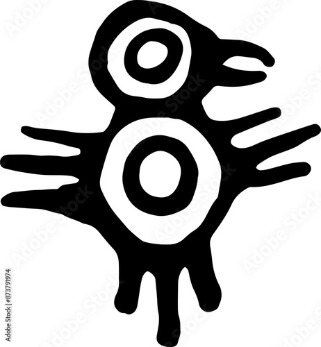 Tibal traditional primitive aztec elements doodle style, mexican indigenous native print, collection torems symbols isolated on white background. 