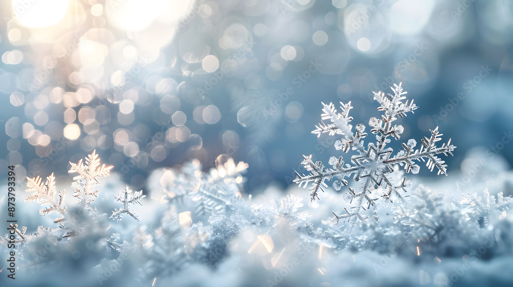 Delicate Snowflakes Gracing a Frosty Window,Intricate Winter Details in Sharp Focus Delicate Snowflakes Gracing a Frosty Window,Intricate Winter Details in Sharp Focus