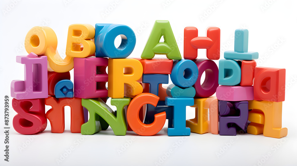 Exciting Mosaic of Bold and Colorful Alphabet Letters on a Crisp White Background Exciting Mosaic of Bold and Colorful Alphabet Letters on a Crisp White Background