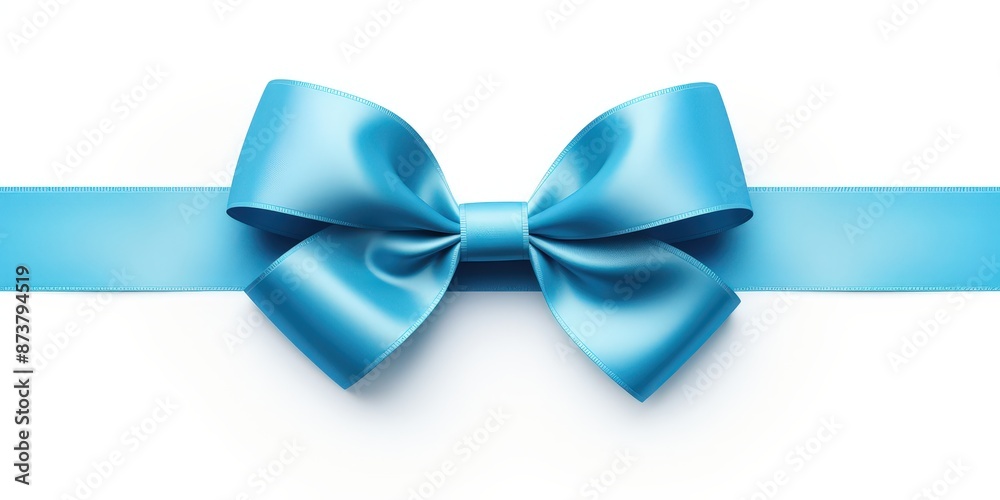 Blue Satin Bow on White Background Blue Satin Bow on White Background