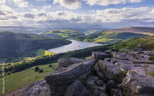 The views from Bamford Edge over Ladybower Reservoir Derwent valley Derbyshire east Midlands England UK photo