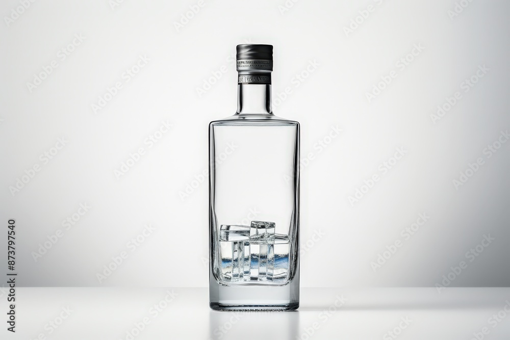 A Glass Bottle with Ice Cubes A Glass Bottle with Ice Cubes