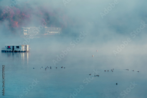 lake in misty morning