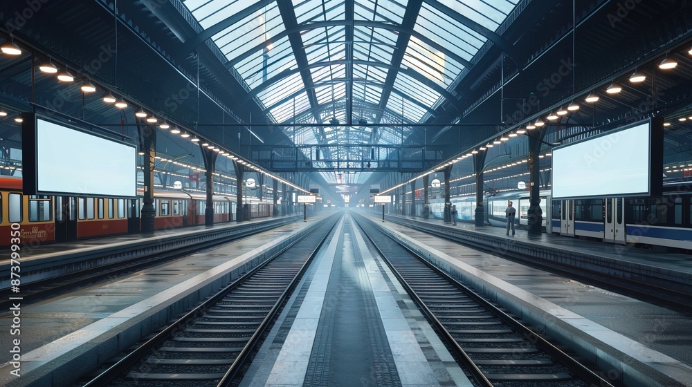 busy train station, the creative white blank mockup serves as an informative platform busy train station, the creative white blank mockup serves as an informative platform