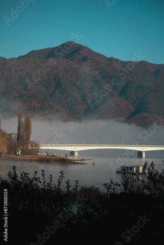lake in misty morning