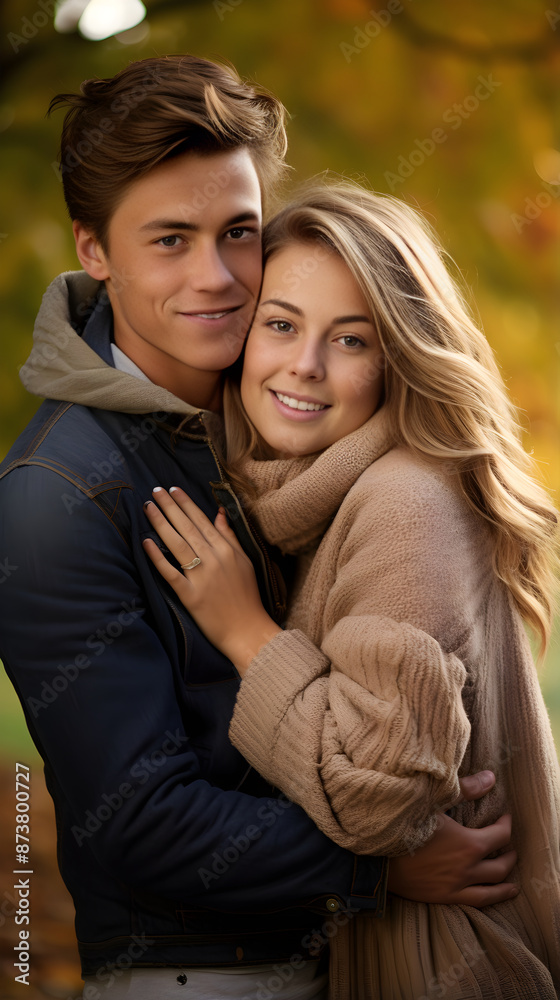 Moments of Us: Heartwarming Embrace of a Young Couple Under the Whispers of Autumn Moments of Us: Heartwarming Embrace of a Young Couple Under the Whispers of Autumn