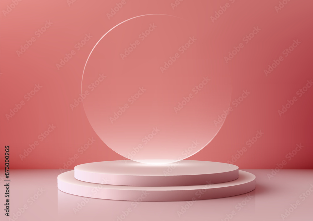 Elegant Pink Podium and Glass Circle, Modern Style Product Showcase Elegant Pink Podium and Glass Circle, Modern Style Product Showcase