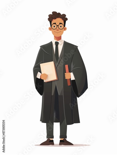 Lawyer male, Full body character, Vector illustration, Clip art, isolated on white background 