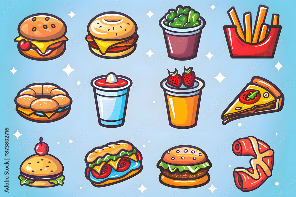 Fast food. Icon set collection. Fast food. Icon set collection.