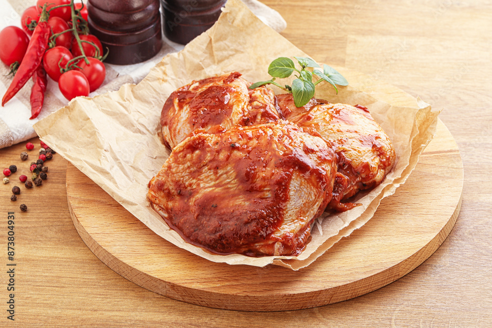 Marinated chicken leg in tomato sauce Marinated chicken leg in tomato sauce