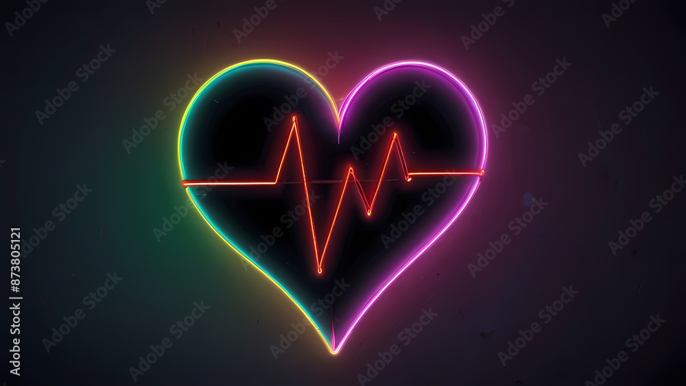 Neon Lighting in the shape of Love Heart Beat Background
Neon Lighting in the shape of Love Heart Beat Background